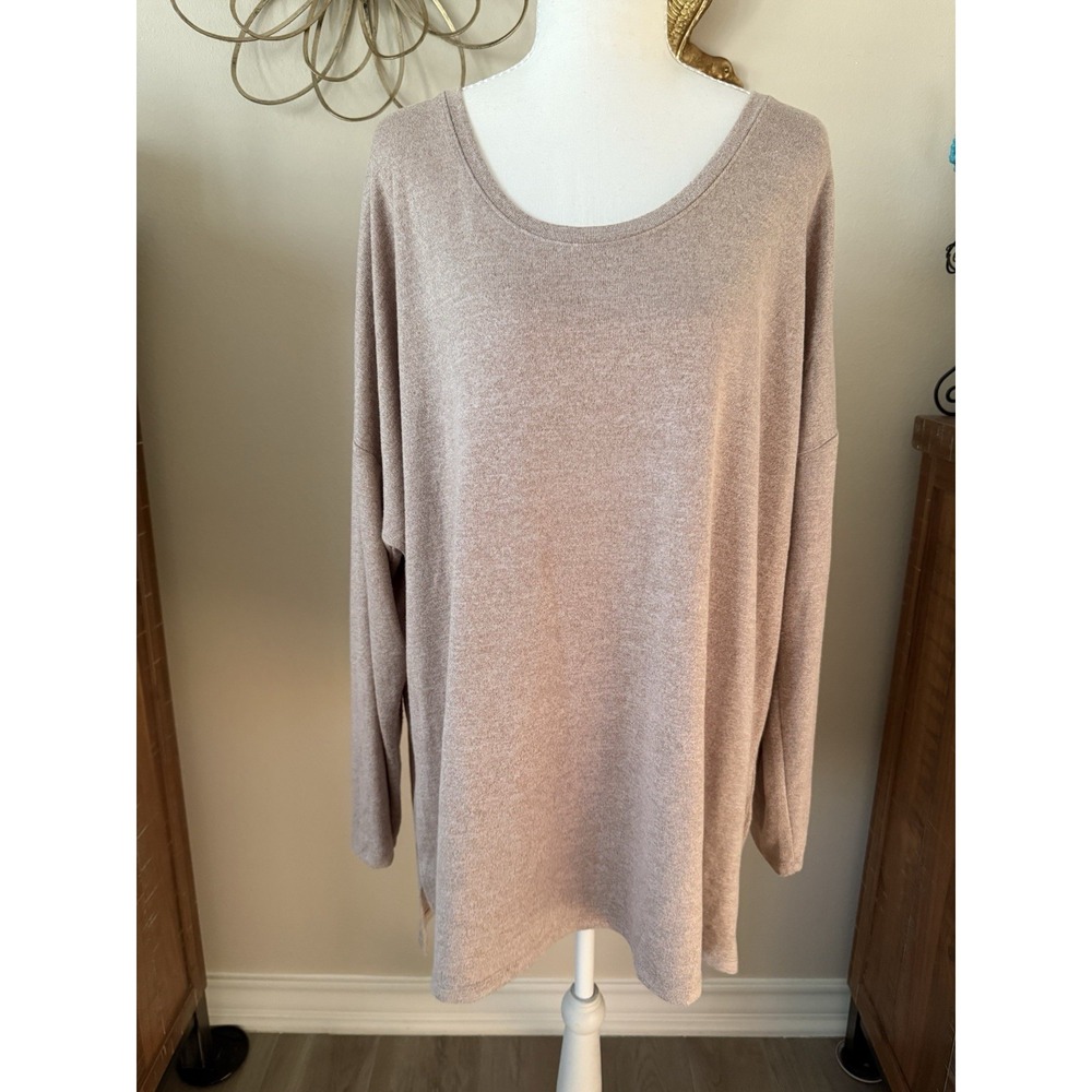 Banana Republic XXL Taupe Knit Tunic Sweater Top Long Sleeve Soft Lounge